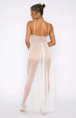 Whitefox Boutique Totally Bangin' Mesh Maxi Dress White Clothing 12 Whitefox Boutique Totally Bangin' Mesh Maxi Dress White Clothing