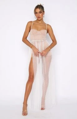 Whitefox Boutique Totally Bangin' Mesh Maxi Dress White Clothing