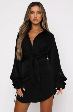 White Fox Boutique AU Split Second Mini Dress Black Clothing 10 White Fox Boutique AU Split Second Mini Dress Black Clothing