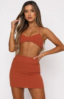 White Fox Boutique AU Tops Beautiful People Crop Burnt Orange