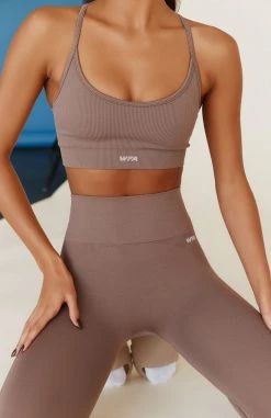 White Fox Boutique AU Restocked Cool Off Seamless Sports Bra Cocoa