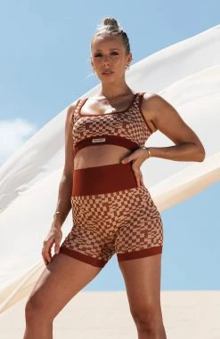 White Fox Boutique AU Mojave Seamless Sports Bra Burnt Clay Mirage Collaborations