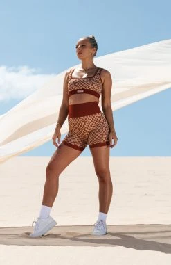 White Fox Boutique AU Collaborations Mojave Seamless Bike Shorts Burnt Clay Mirage