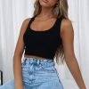 White Fox Boutique AU All For One Ribbed Crop Black Clothing