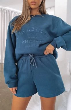 White Fox Boutique AU Along For The Ride Lounge Shorts Navy Clothing