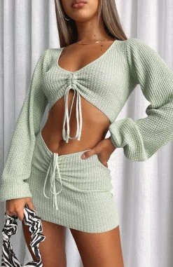 White Fox Boutique AU Clothing Undiscovered Mini Skirt Sage