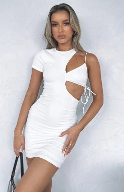 White Fox Boutique AU Dresses Are We Clear Ribbed Mini Dress White