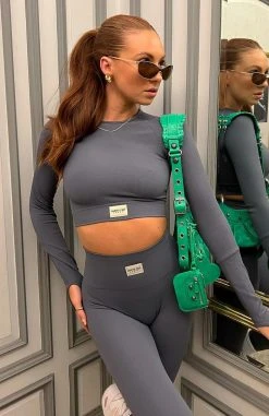 White Fox Boutique AU In Control Long Sleeve Seamless Crop Storm 15 White Fox Boutique AU In Control Long Sleeve Seamless Crop Storm