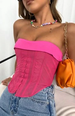 White Fox Boutique AU Clothing Bad At Love Bustier Lipstick Pink