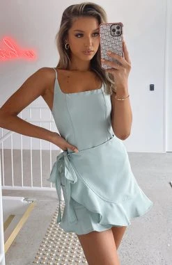 White Fox Boutique AU Better Now Mini Dress Sage