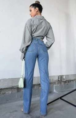 White Fox Boutique AU Be Cool Straight Leg Denim Jeans 90's Blue Sale 14 White Fox Boutique AU Be Cool Straight Leg Denim Jeans 90's Blue Sale