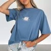 White Fox Boutique AU Bring Good Vibes Oversized Tee Navy Clothing