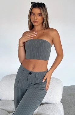 White Fox Boutique AU Catch The Trend Bustier Grey Stripe