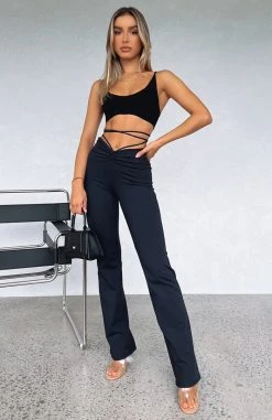 White Fox Boutique AU By Your Side Pants Black Clothing