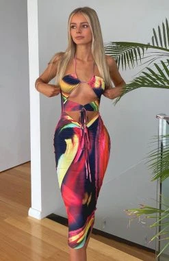 White Fox Boutique AU I Like That Midi Dress Digital Blur Print