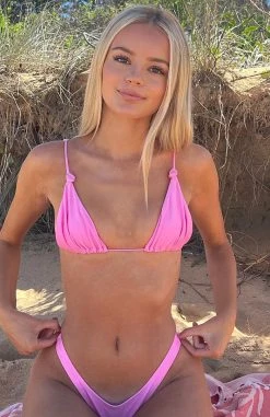 White Fox Boutique AU Tel Aviv Bikini Top Shiny Pink