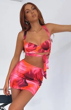 White Fox Boutique AU Clothing Cabana Daze Mini Skirt Rose Print