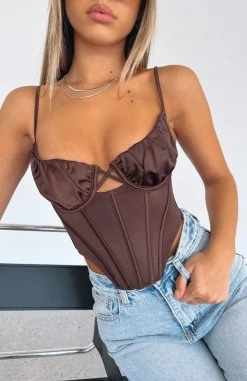 White Fox Boutique AU Careless Nights Bustier Chocolate Clothing