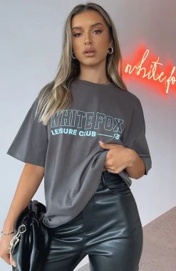 White Fox Boutique AU Check My Vibe Tee Charcoal