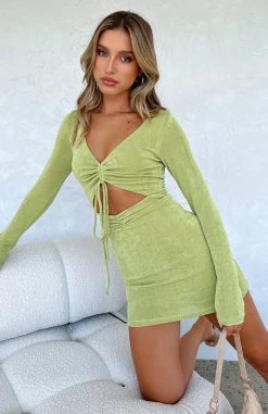 White Fox Boutique AU Clothing Come See Me Mini Dress Green
