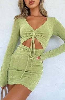 White Fox Boutique AU Clothing Come See Me Mini Dress Green