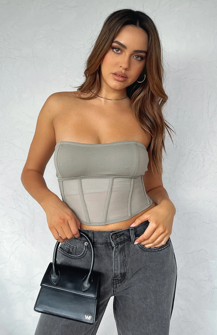 White Fox Boutique AU Clothing Crossed My Mind Strapless Corset Mushroom 7 White Fox Boutique AU Clothing Crossed My Mind Strapless Corset Mushroom