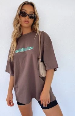 White Fox Boutique AU Don't Think Twice Tee Chocolate Clothing