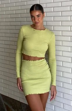 White Fox Boutique AU Feeling Fancy Mini Skirt Light Sage Bottoms