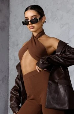 White Fox Boutique AU Evening Glow Multiway Crop Chocolate Clothing