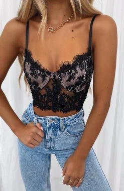 White Fox Boutique AU Fashion Fix Lace Bustier Black