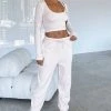 White Fox Boutique AU Open To It Waffle Sweatpants Oatmeal Clothing