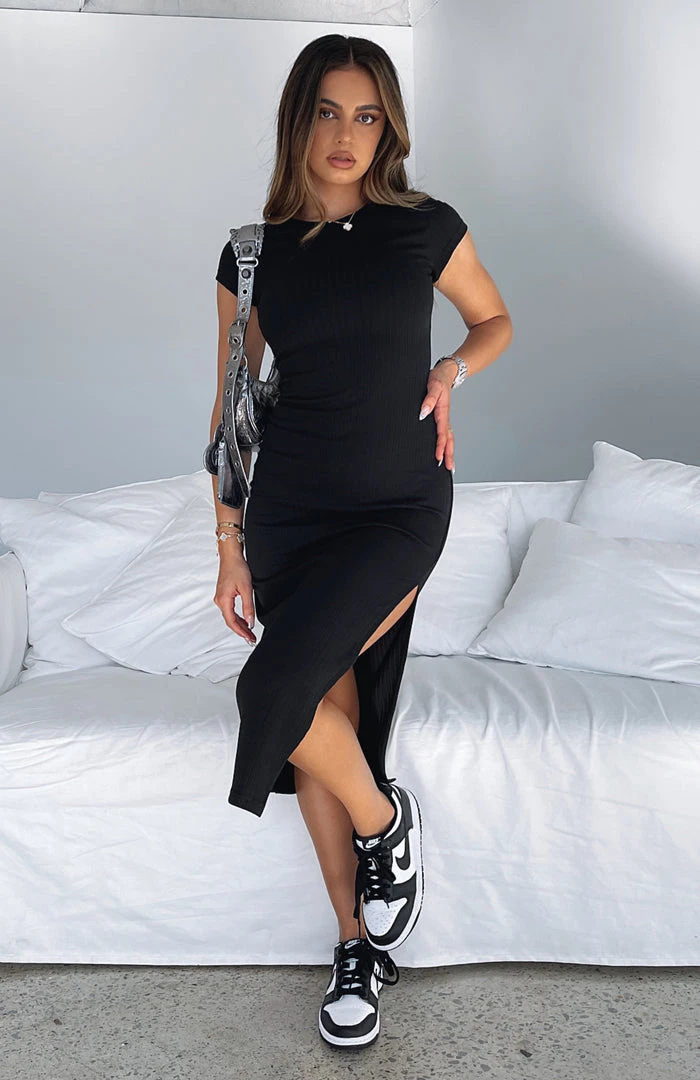 White Fox Boutique AU Friday Feels Ribbed Midi Dress Black Clothing 3 White Fox Boutique AU Friday Feels Ribbed Midi Dress Black Clothing