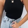 White Fox Boutique AU On The Go Ribbed Crop Black Clothing