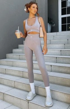 White Fox Boutique AU Activewear Tempo Seamless Leggings Stone Acid