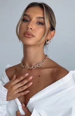 White Fox Boutique AU Girl Talk Choker Necklace Gold