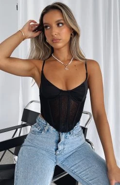 White Fox Boutique AU Glam Girl Bustier Black