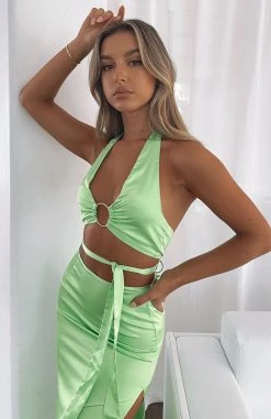 White Fox Boutique AU Got Game Crop Green