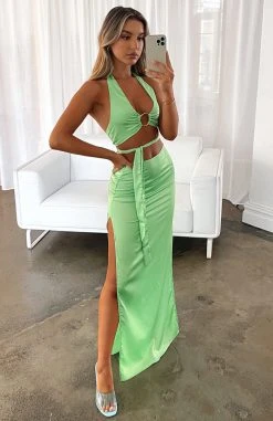 White Fox Boutique AU Bottoms Good Feeling Maxi Skirt Green