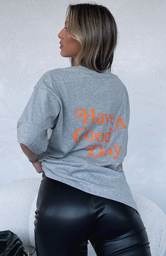 White Fox Boutique AU Clothing Have A Good Day Tee Grey Marle 7 White Fox Boutique AU Clothing Have A Good Day Tee Grey Marle