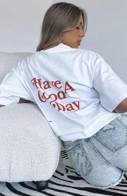 White Fox Boutique AU Clothing Have A Good Day Tee White