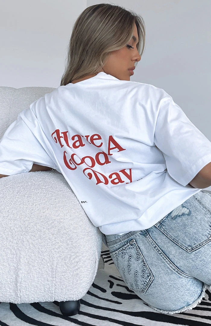 White Fox Boutique AU Clothing Have A Good Day Tee White 3 White Fox Boutique AU Clothing Have A Good Day Tee White