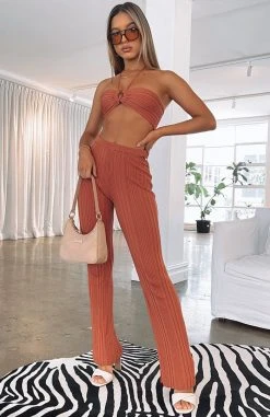 White Fox Boutique AU Taking Shape Pants Terracotta Bottoms