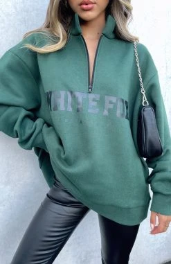White Fox Boutique AU High Standard Zip Front Sweater Forest Green Clothing 14 White Fox Boutique AU High Standard Zip Front Sweater Forest Green Clothing