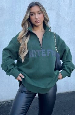 White Fox Boutique AU High Standard Zip Front Sweater Forest Green Clothing 15 White Fox Boutique AU High Standard Zip Front Sweater Forest Green Clothing
