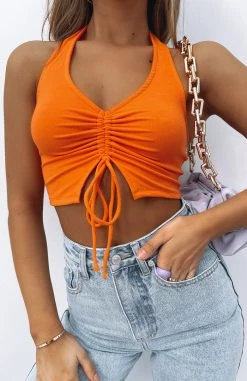 White Fox Boutique AU Tops Hype It Up Crop Orange