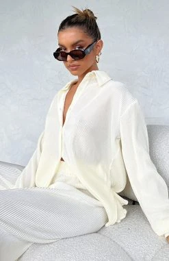 White Fox Boutique AU Destined For You Long Sleeve Shirt Cream