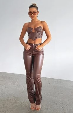 White Fox Boutique AU Clothing Darkest Secrets PU Pants Chocolate
