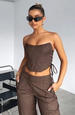 White Fox Boutique AU Main Prize Bustier Chocolate Clothing