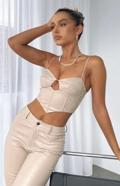 White Fox Boutique AU Back Again PU Bustier Taupe