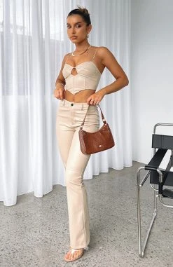 White Fox Boutique AU Darkest Secrets PU Pants Taupe Clothing